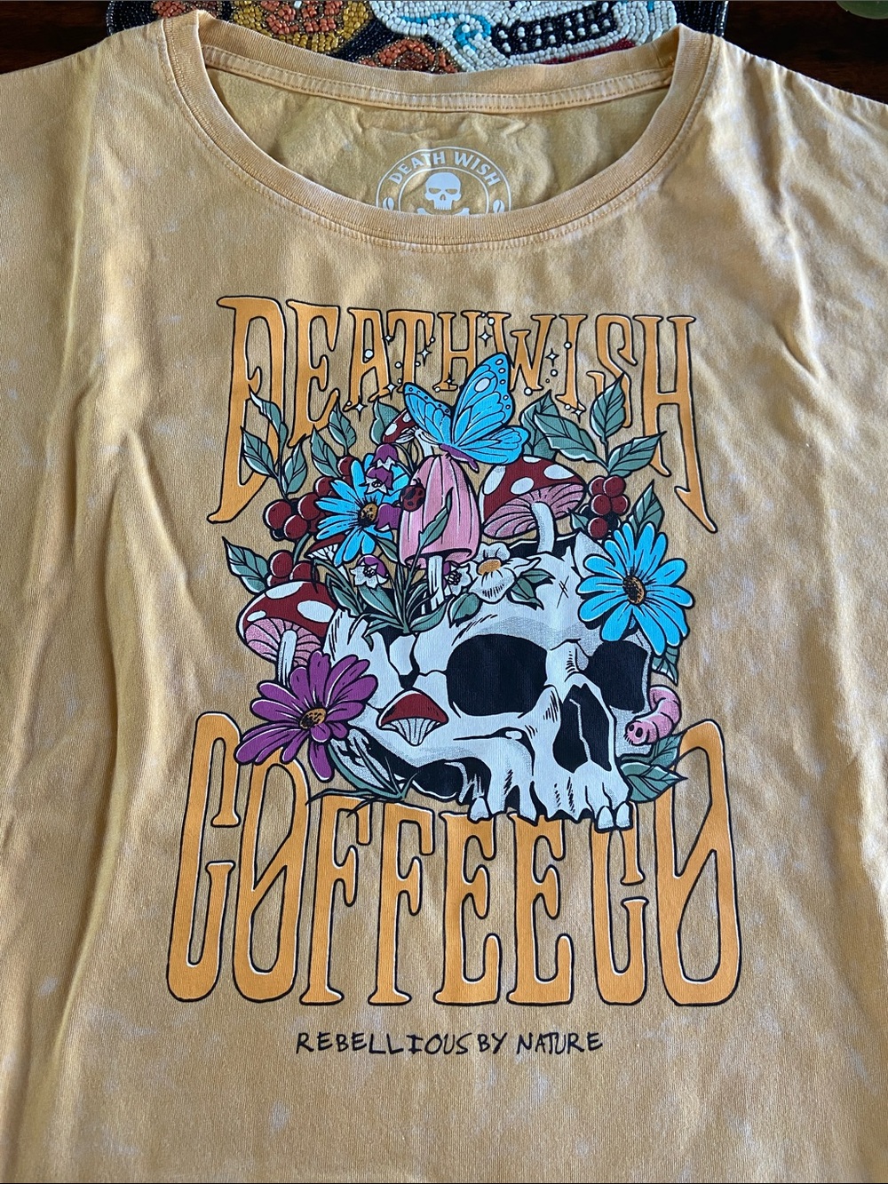 Deathwish Coffee Marigold Faded Crop Tee NWT XL